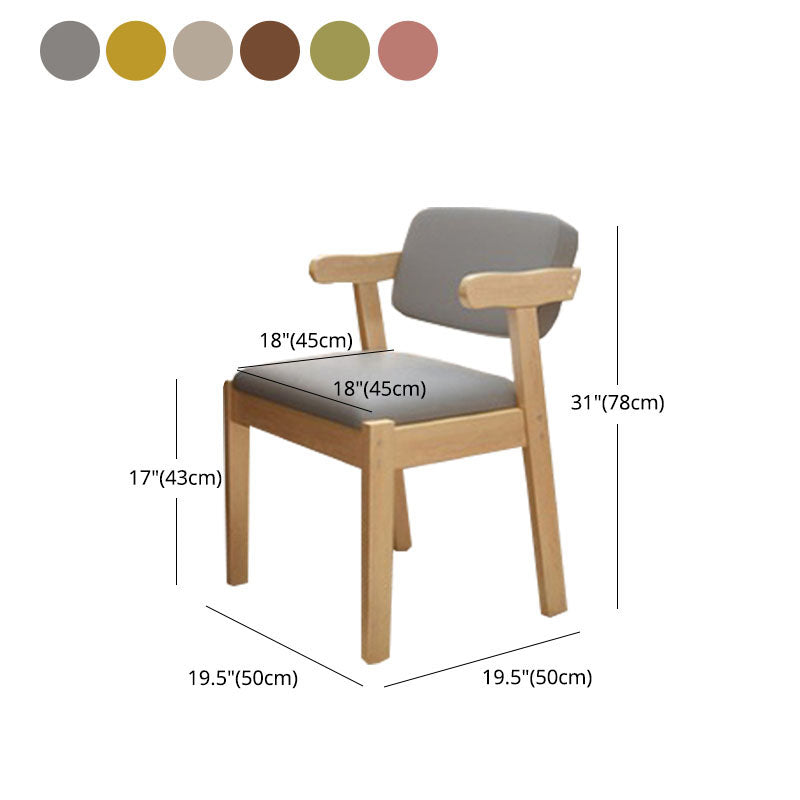 Contemporary Dining Chairs Arm Side Chair with Wooden Legs for Kitchen