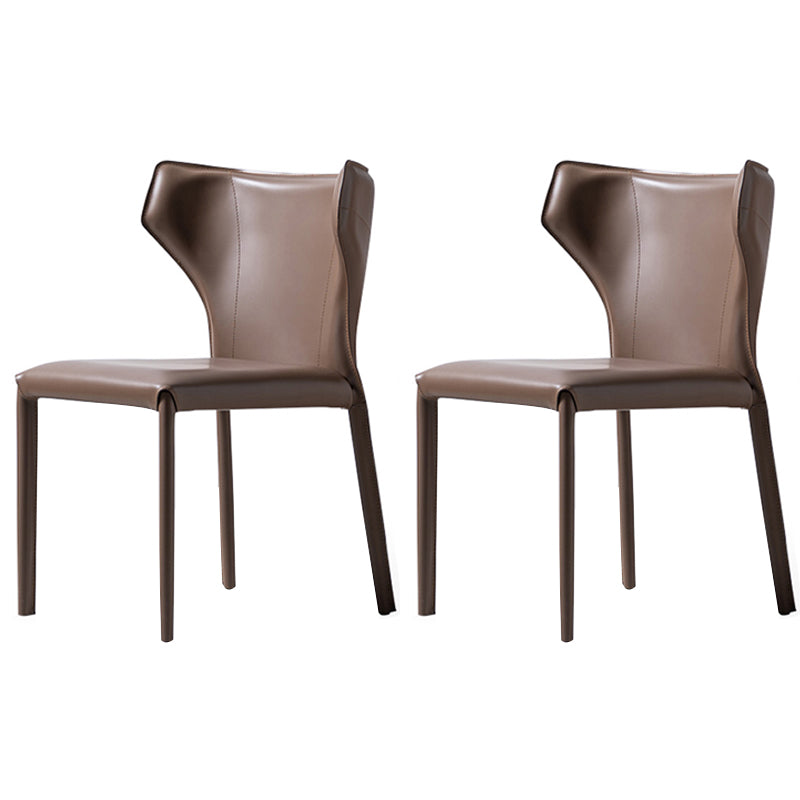 Modern Leather Armless Dining Chair Wingback Side Chair for Restaurant Use