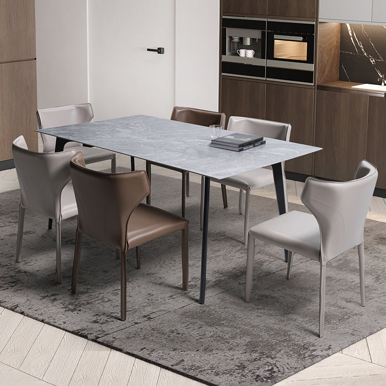 Modern Leather Armless Dining Chair Wingback Side Chair for Restaurant Use