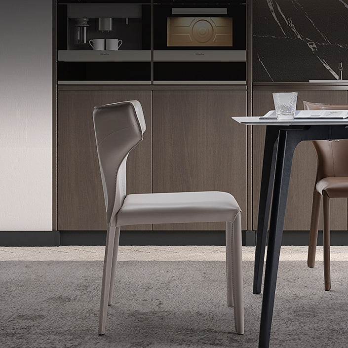 Modern Leather Armless Dining Chair Wingback Side Chair for Restaurant Use
