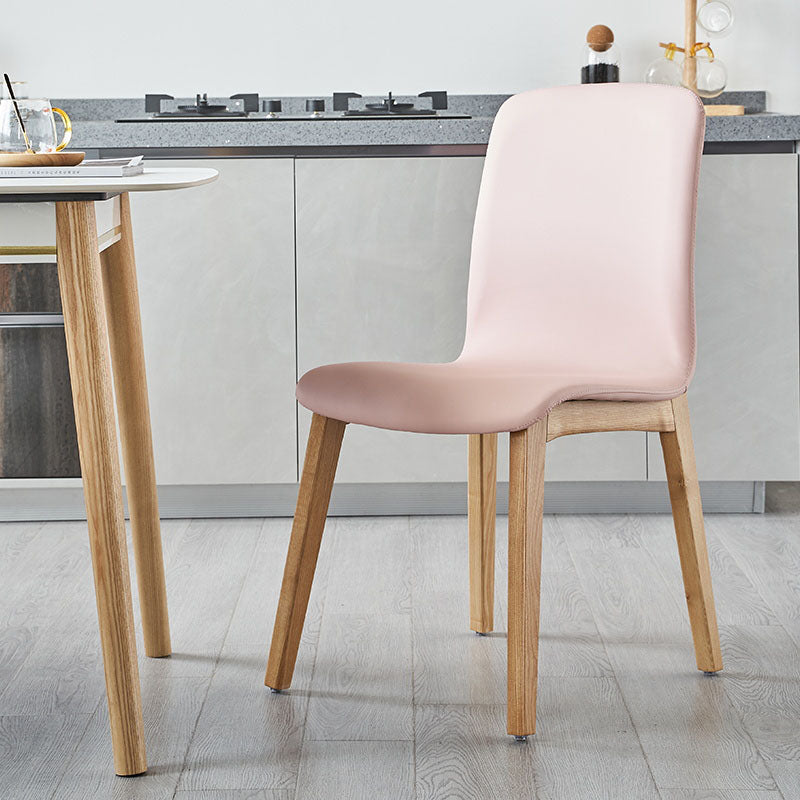 Contemporary Chair Armless Dining Side Chair with Wooden Legs