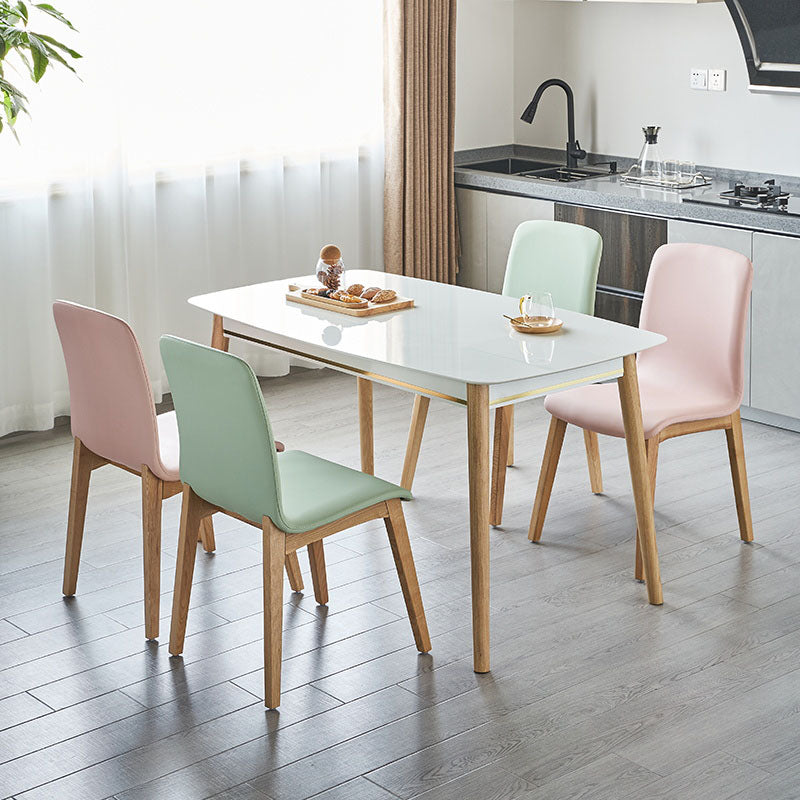Contemporary Chair Armless Dining Side Chair with Wooden Legs