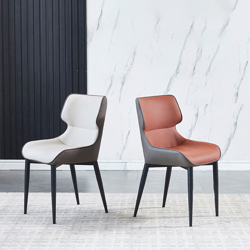 Faux Leather Dining Chair Industrial Style Wingback Arm Dining Chairs