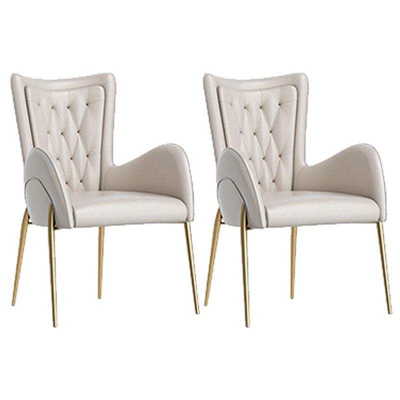 Glam Metal Dining Room Chairs Faux Leather Dining Arm Chair for Restaurant Use