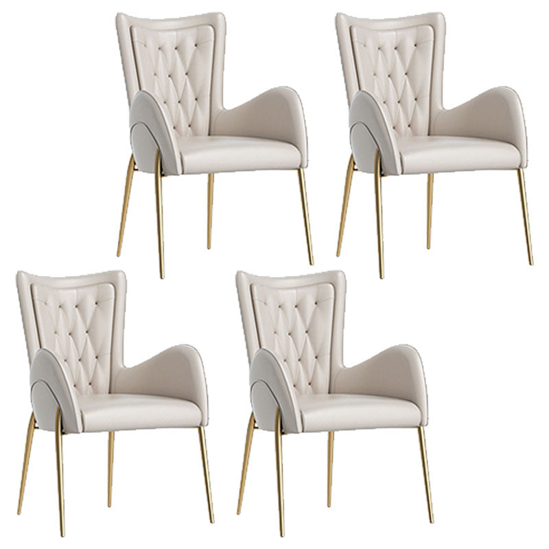 Glam Metal Dining Room Chairs Faux Leather Dining Arm Chair for Restaurant Use