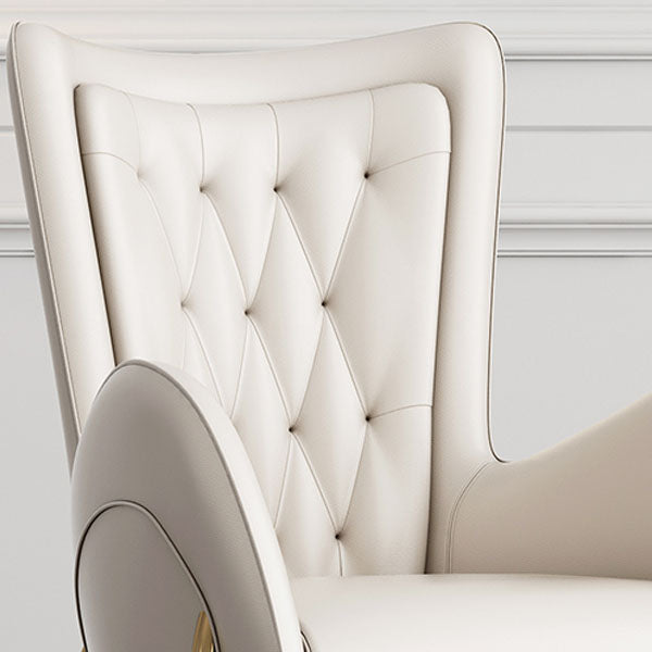 Glam Metal Dining Room Chairs Faux Leather Dining Arm Chair for Restaurant Use