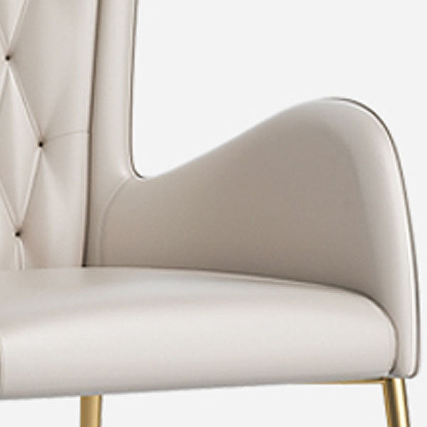 Glam Metal Dining Room Chairs Faux Leather Dining Arm Chair for Restaurant Use