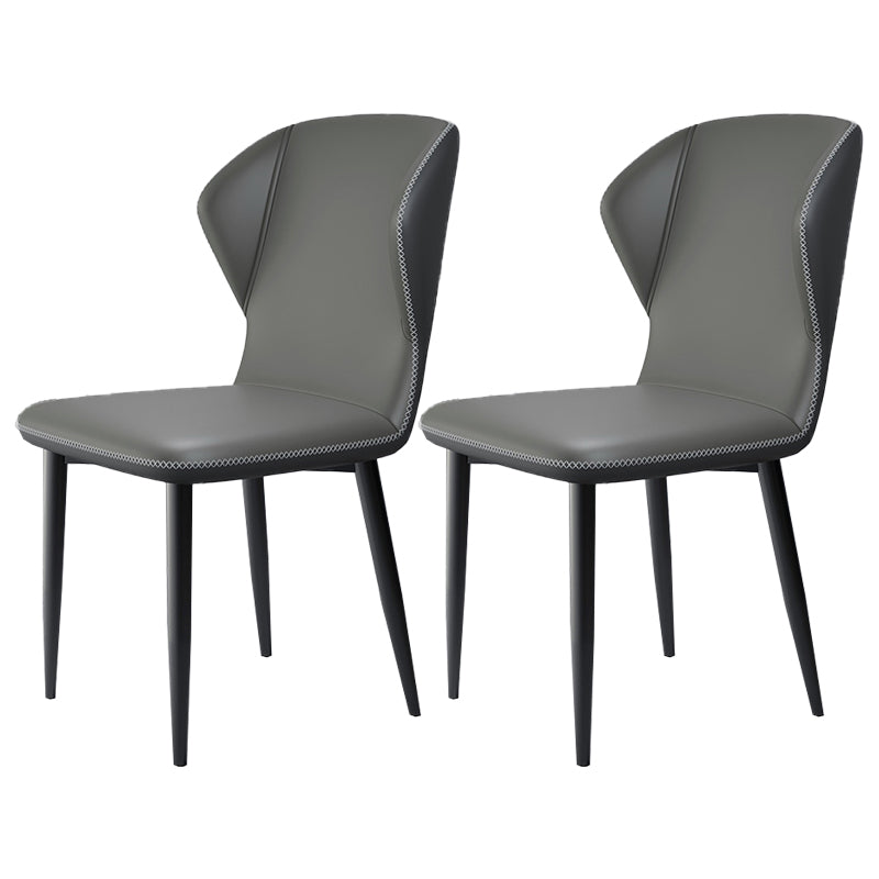 Contemporary Kitchen Armless Chairs Wingback Side Side Chair with Metal Legs
