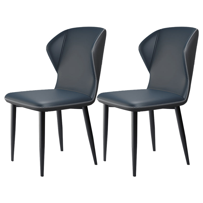 Contemporary Kitchen Armless Chairs Wingback Side Side Chair with Metal Legs