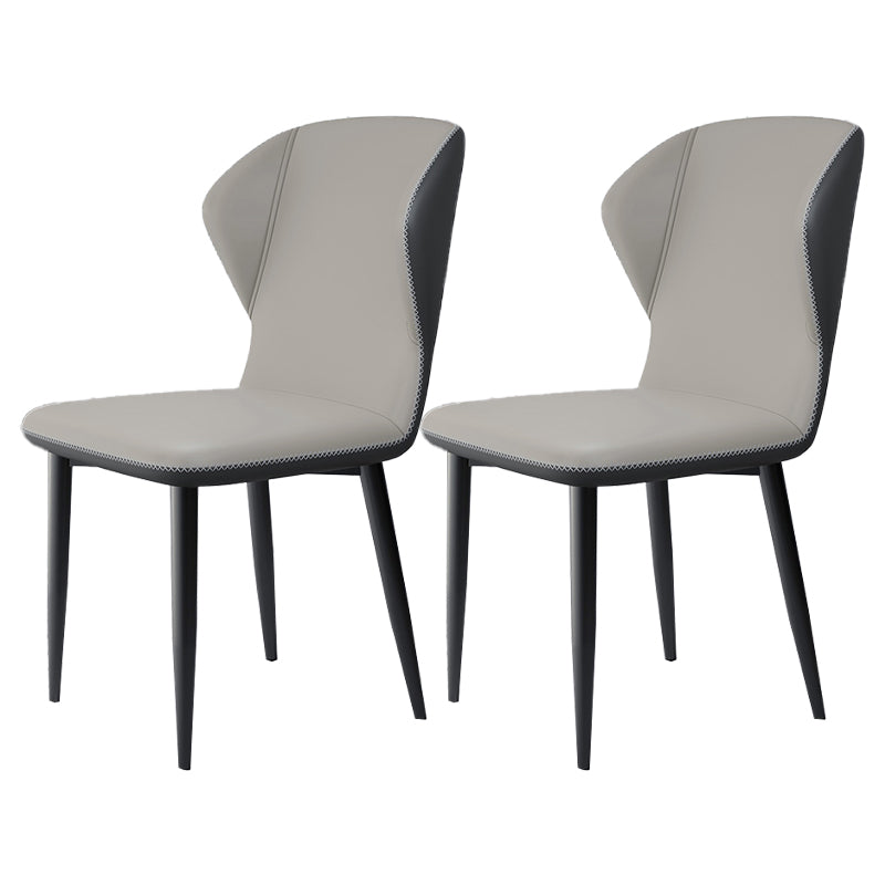 Contemporary Kitchen Armless Chairs Wingback Side Side Chair with Metal Legs