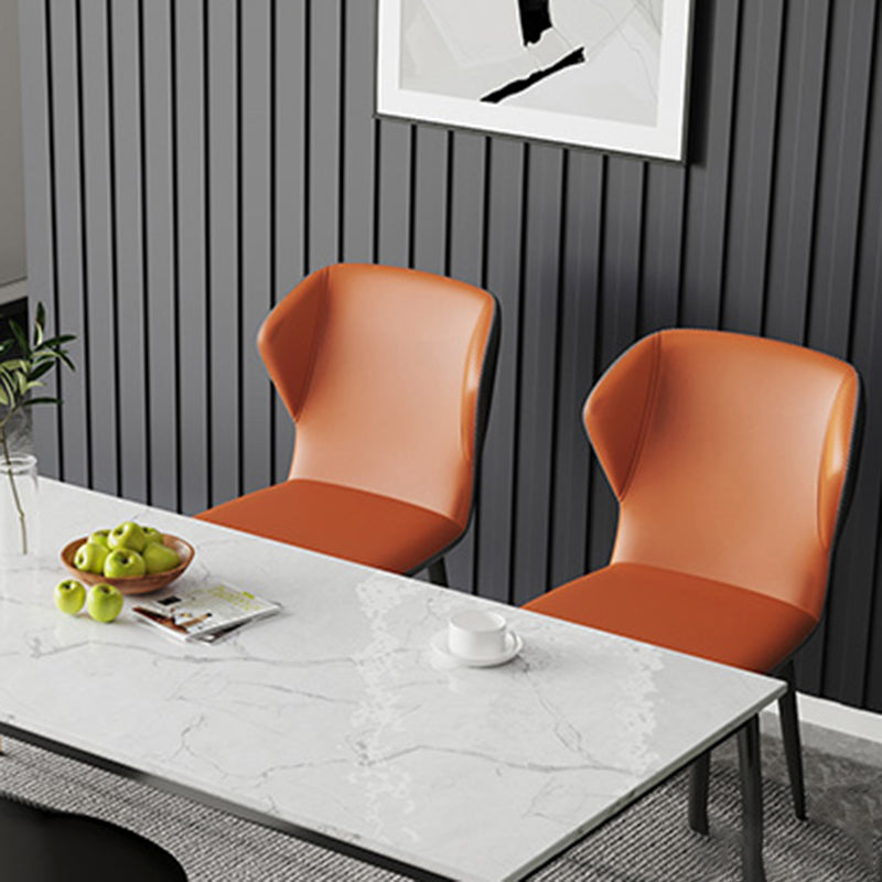 Contemporary Kitchen Armless Chairs Wingback Side Side Chair with Metal Legs