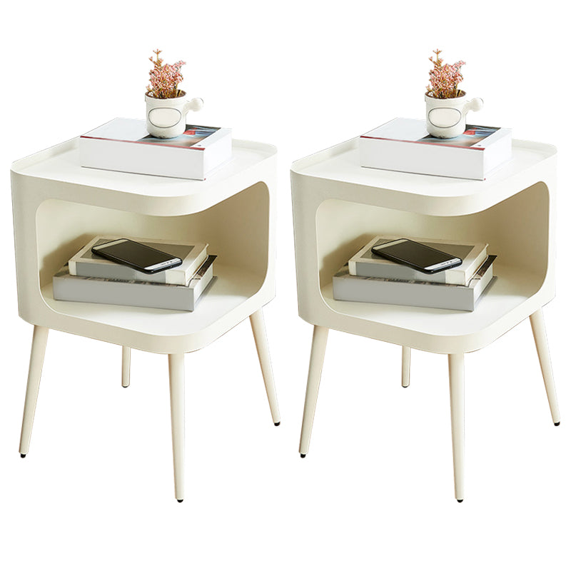 Mid-Century Square Tray Top Side Table 19.6" Tall Iron 4 Legs End Table with Storage