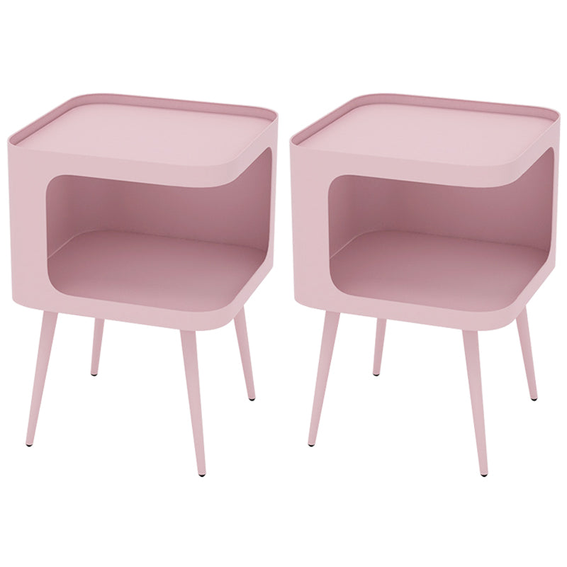 Mid-Century Square Tray Top Side Table 19.6" Tall Iron 4 Legs End Table with Storage