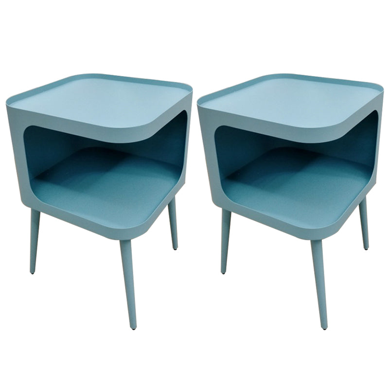 Mid-Century Square Tray Top Side Table 19.6" Tall Iron 4 Legs End Table with Storage