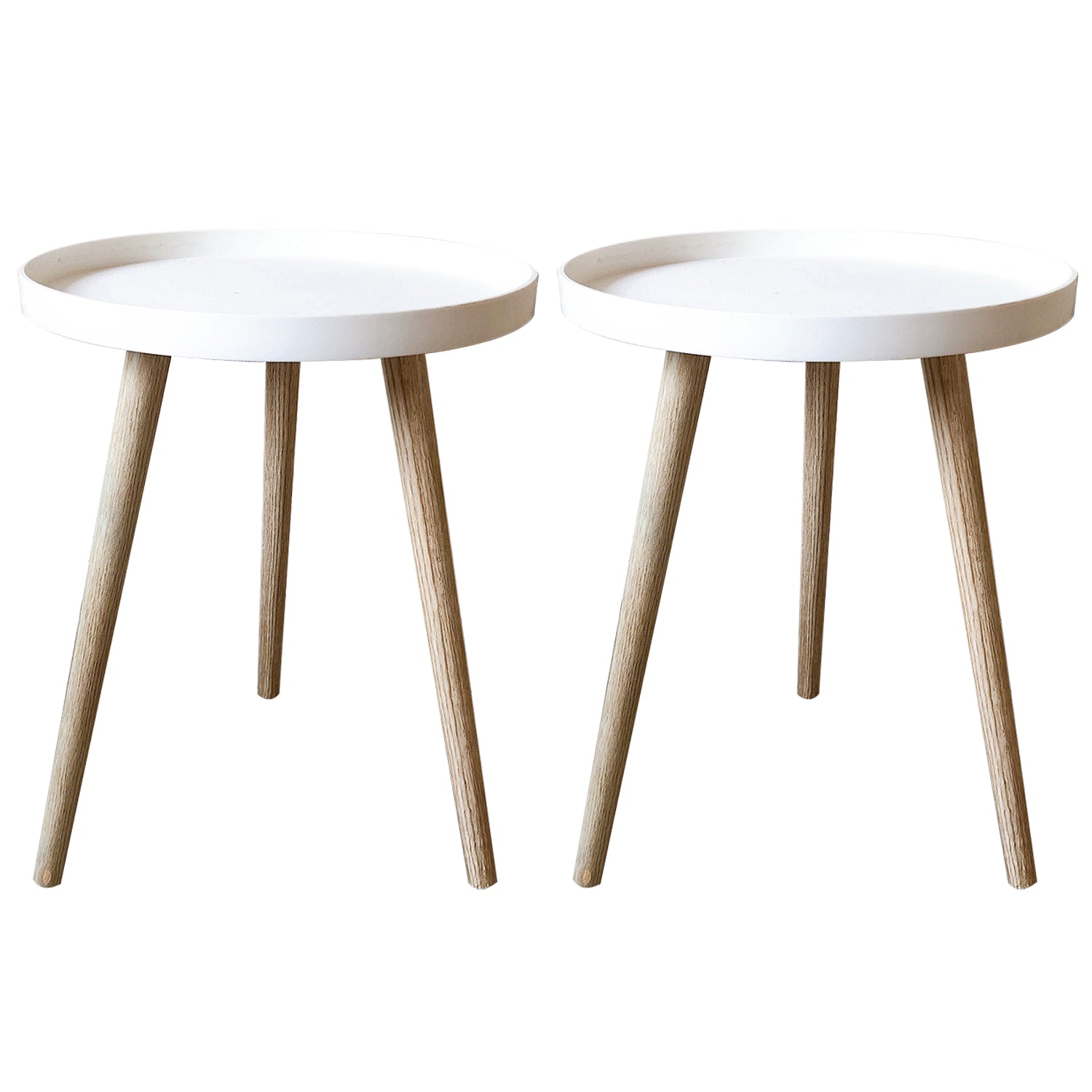 11.75 inch Wide Scandinavian Sofa Side Accent Table Tri Pin Round Side End Table