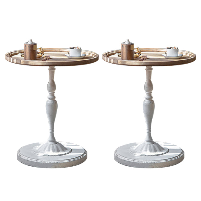 French Country Stylepedestal Base Design Circular Old Solid Wood Table Side Table