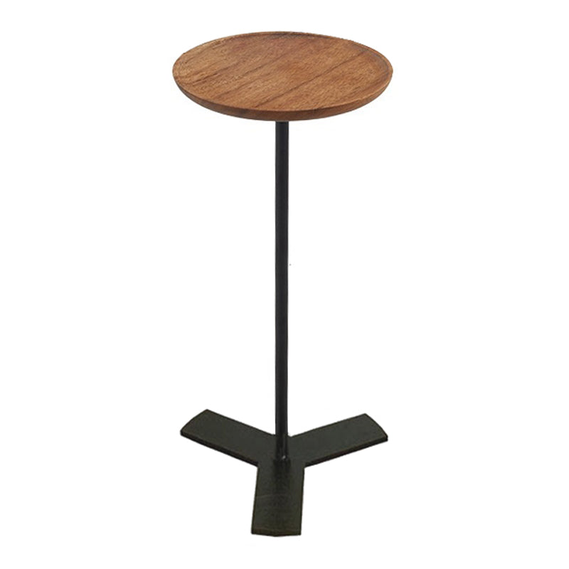 Contemporary Style Side End Table Metal Pedestal Round Sofa Side Accent Table