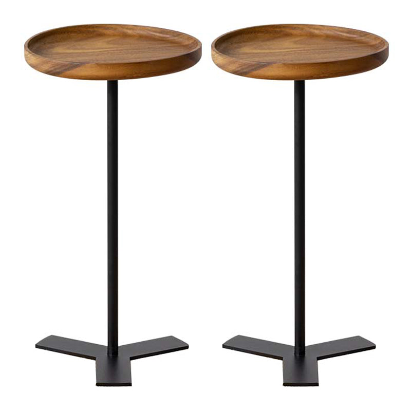 Contemporary Style Side End Table Metal Pedestal Round Sofa Side Accent Table