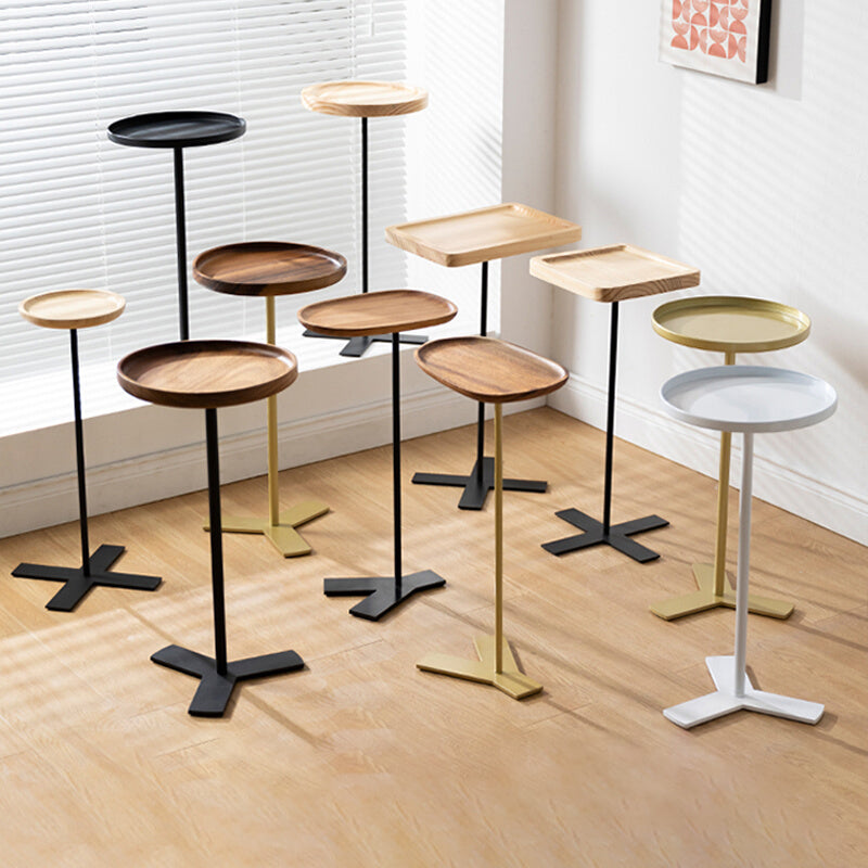 Contemporary Style Side End Table Metal Pedestal Round Sofa Side Accent Table