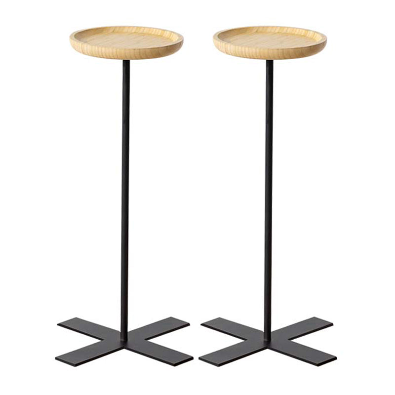 Contemporary Style Side End Table Metal Pedestal Round Sofa Side Accent Table