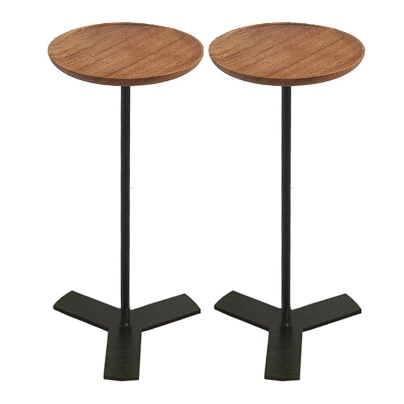 Contemporary Style Side End Table Metal Pedestal Round Sofa Side Accent Table