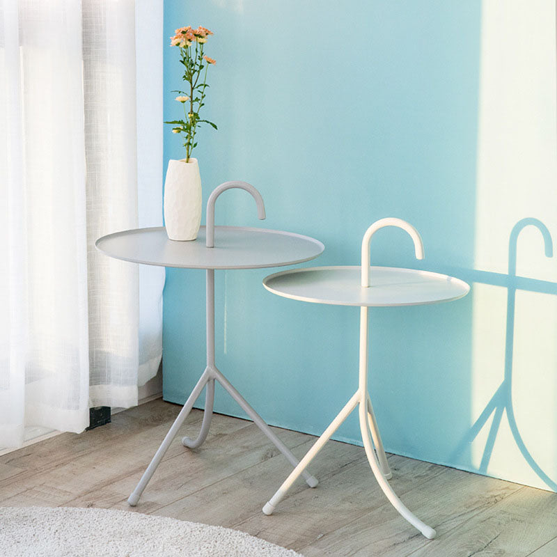 Round Metal Side Table with 3 Legs Base in Medieval Modern Style