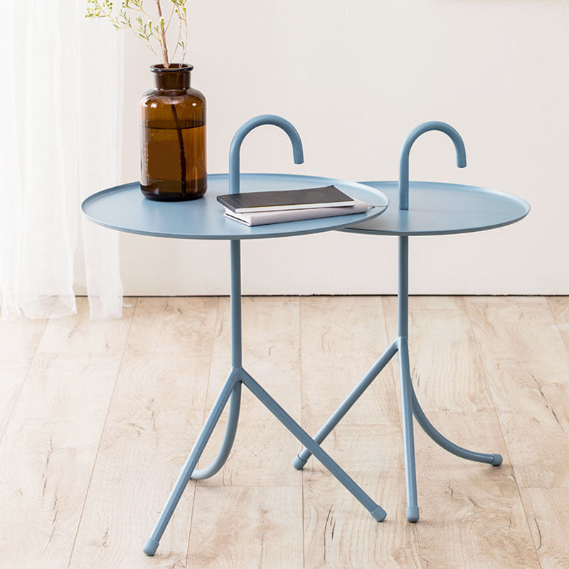Round Metal Side Table with 3 Legs Base in Medieval Modern Style