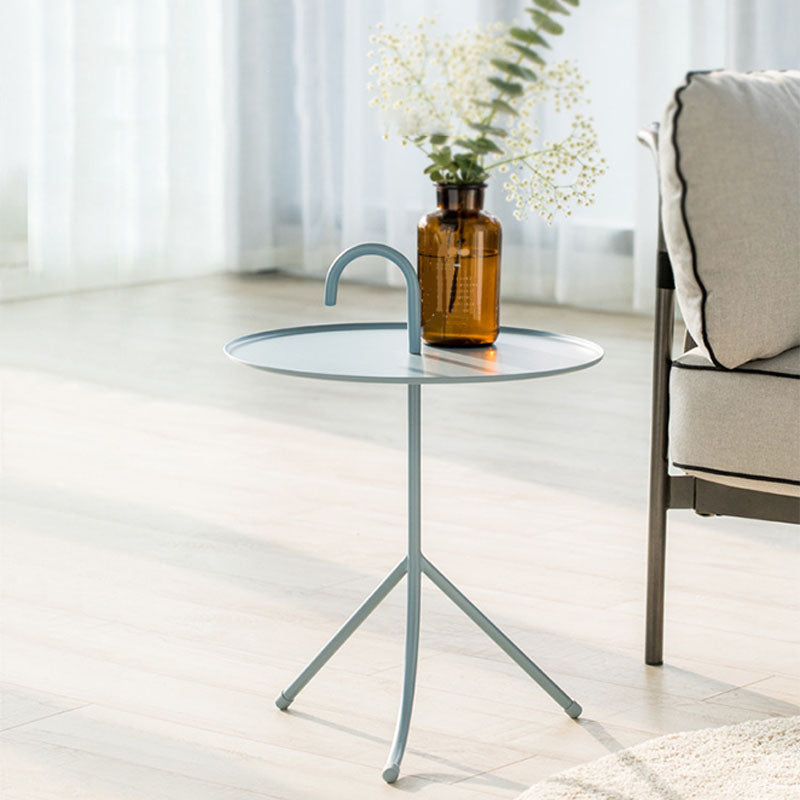 Round Metal Side Table with 3 Legs Base in Medieval Modern Style