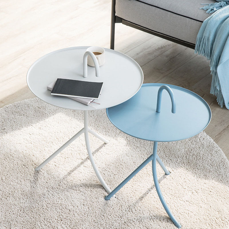 Round Metal Side Table with 3 Legs Base in Medieval Modern Style
