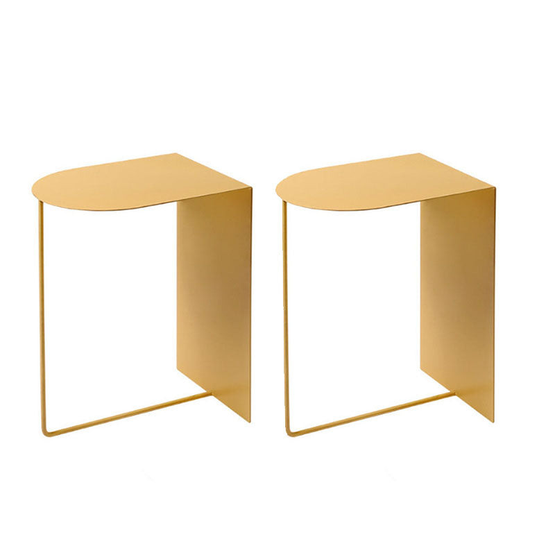 Round Metal Side Table with Abstract Base in Medieval Modern Style