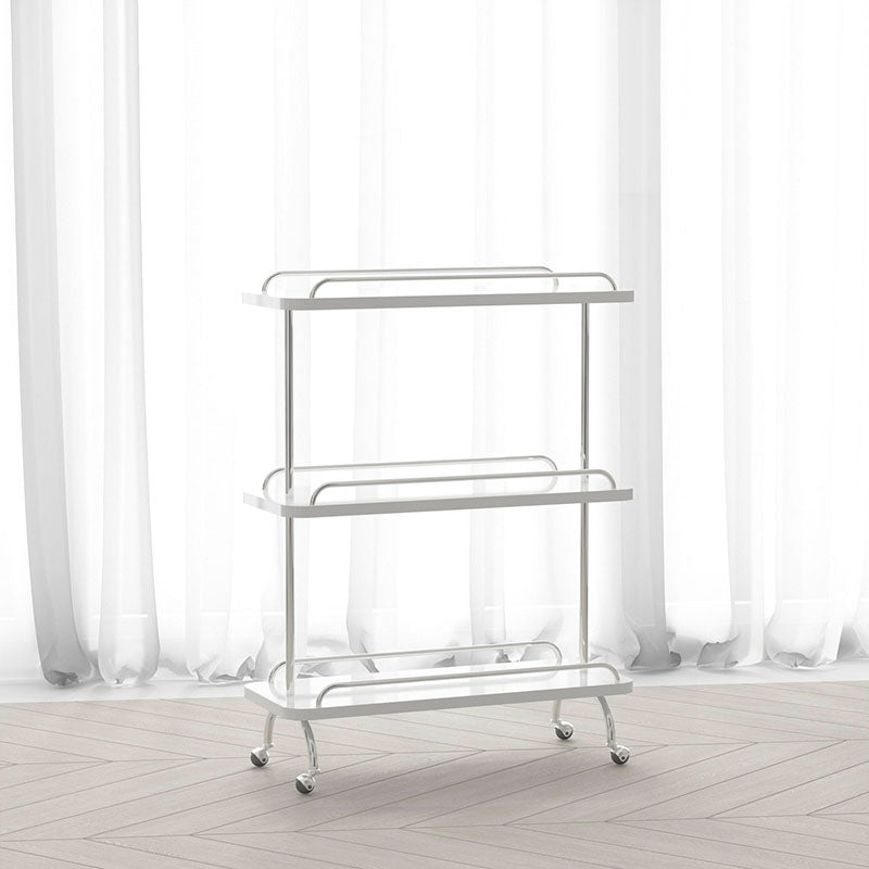Rectangular Side Table with Wheel Base Mid-century Modern Style with Storage Shelf