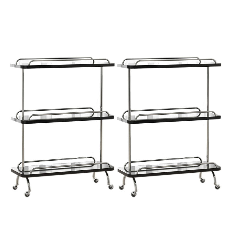 Rectangular Side Table with Wheel Base Mid-century Modern Style with Storage Shelf