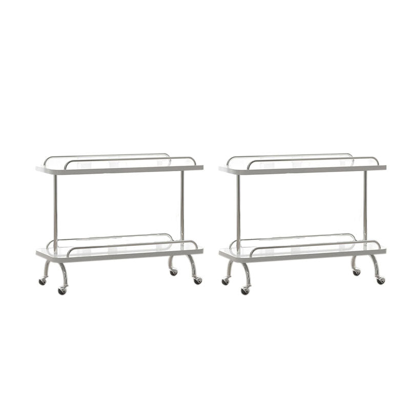 Rectangular Side Table with Wheel Base Mid-century Modern Style with Storage Shelf