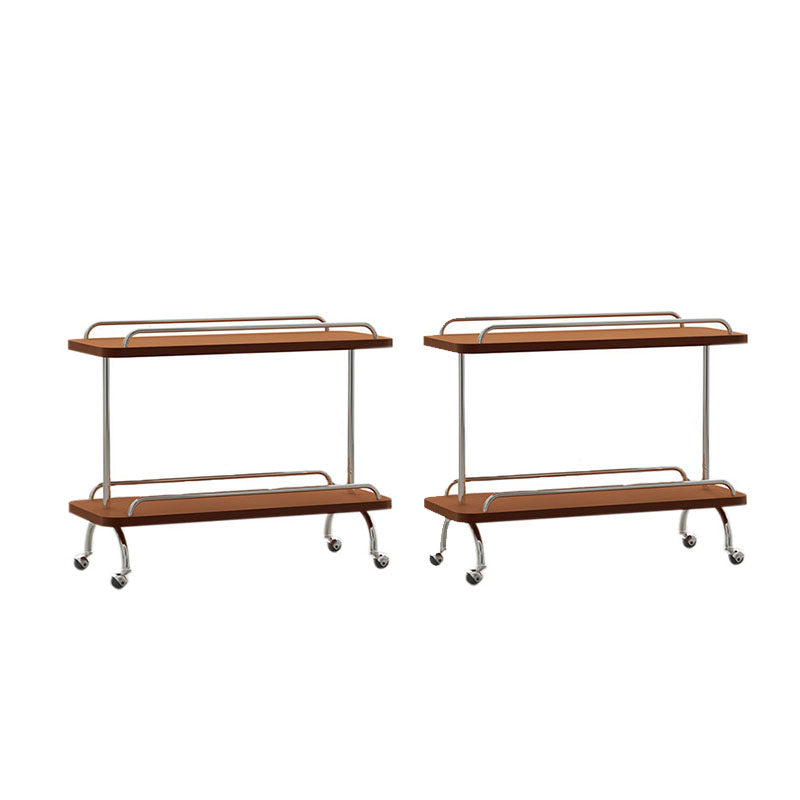 Rectangular Side Table with Wheel Base Mid-century Modern Style with Storage Shelf