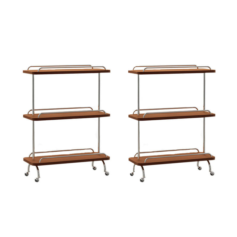 Rectangular Side Table with Wheel Base Mid-century Modern Style with Storage Shelf