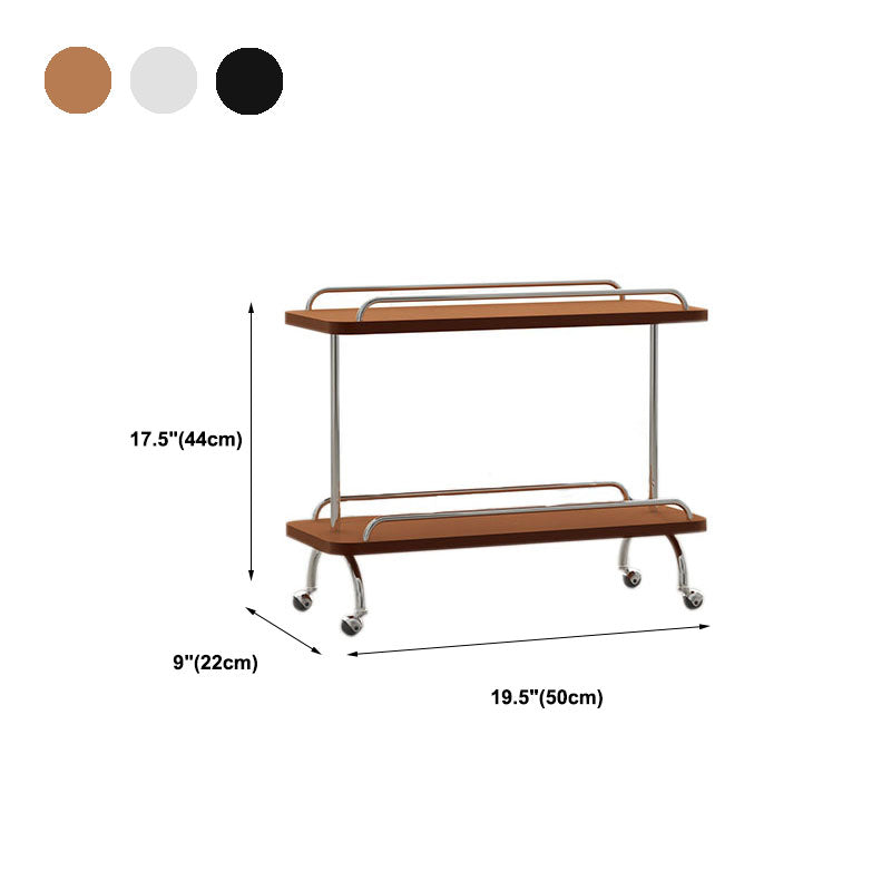 Rectangular Side Table with Wheel Base Mid-century Modern Style with Storage Shelf