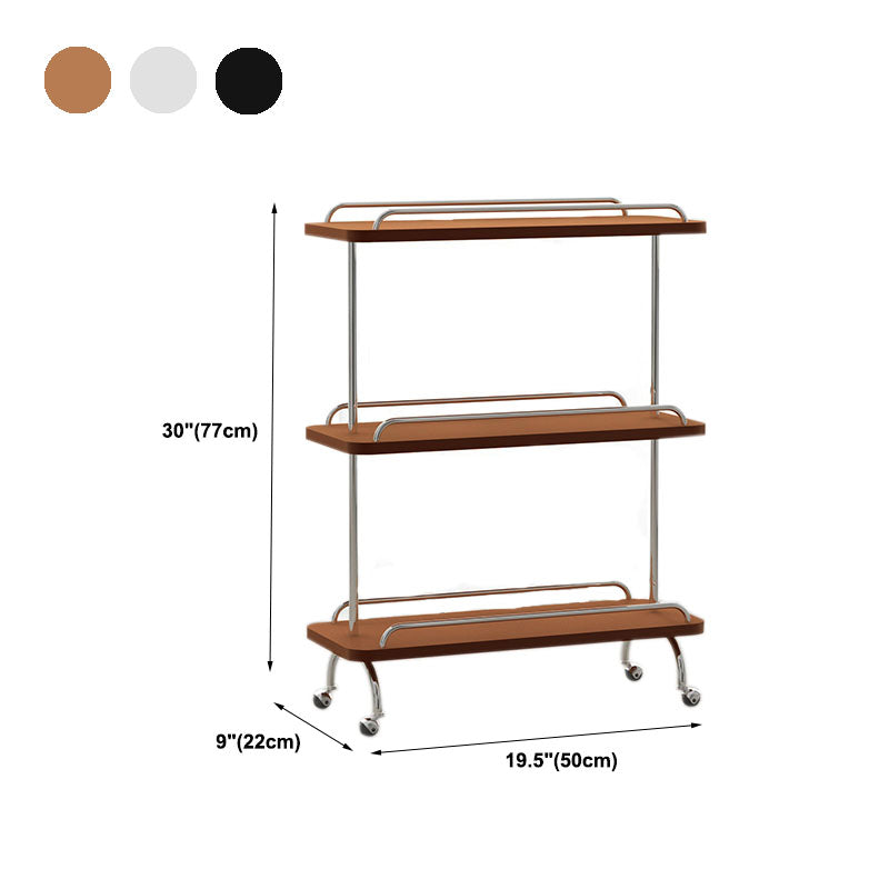 Rectangular Side Table with Wheel Base Mid-century Modern Style with Storage Shelf