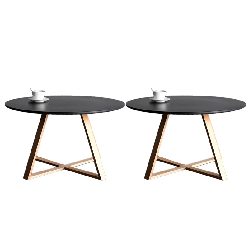 Nordic Style Round Solid Wood Table with Wooden Cross Base Side Table