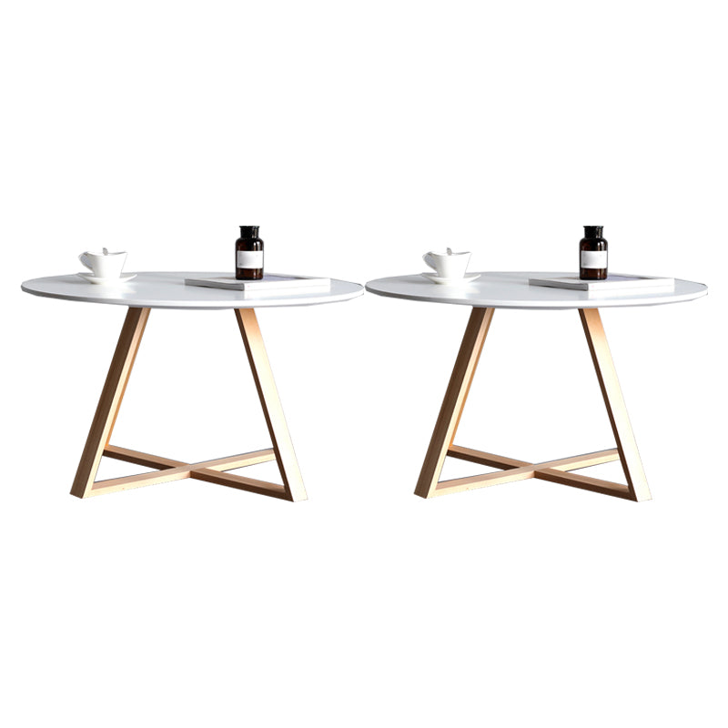 Nordic Style Round Solid Wood Table with Wooden Cross Base Side Table