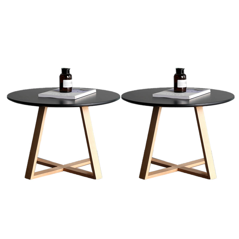 Nordic Style Round Solid Wood Table with Wooden Cross Base Side Table
