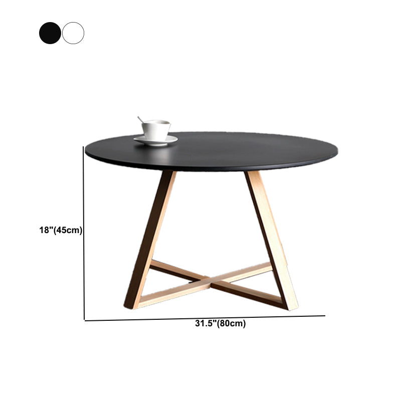 Nordic Style Round Solid Wood Table with Wooden Cross Base Side Table