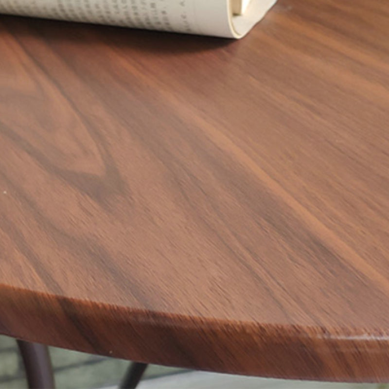 Contemporary Solid Wood End Table Metal Frame Gross Legs Sofa Side Accent Table