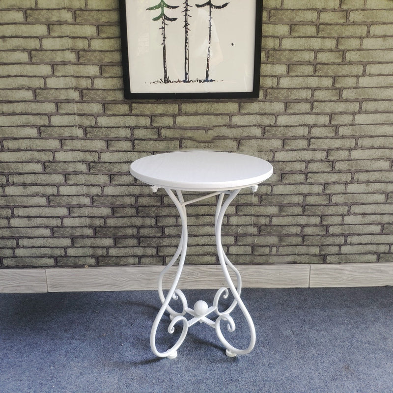 Contemporary Solid Wood End Table Metal Frame Gross Legs Sofa Side Accent Table