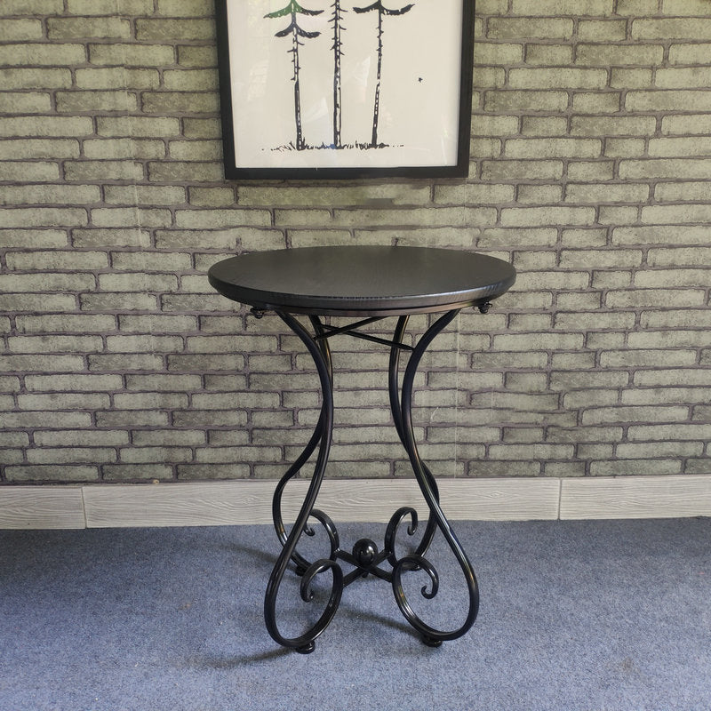 Contemporary Solid Wood End Table Metal Frame Gross Legs Sofa Side Accent Table