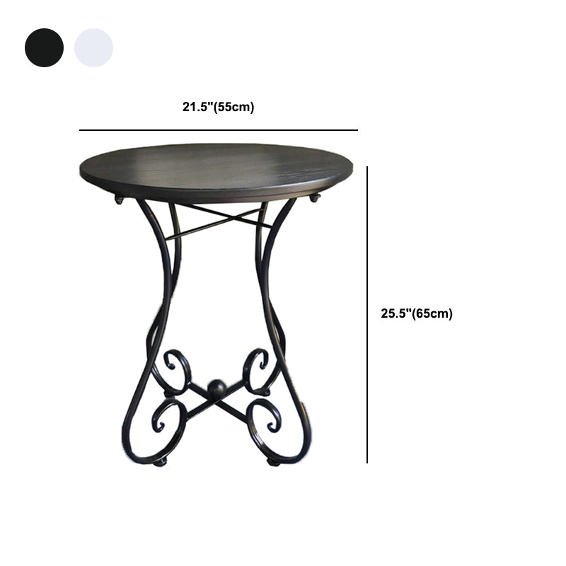 Contemporary Solid Wood End Table Metal Frame Gross Legs Sofa Side Accent Table