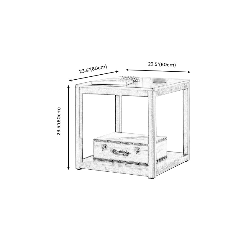 Tradional Wood End Table Double Tier Sofa Side Table for Living Room