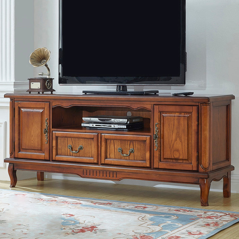 Solid Wood Home TV Stand Traditional TV Cabinet with Splayed Wooden Legs