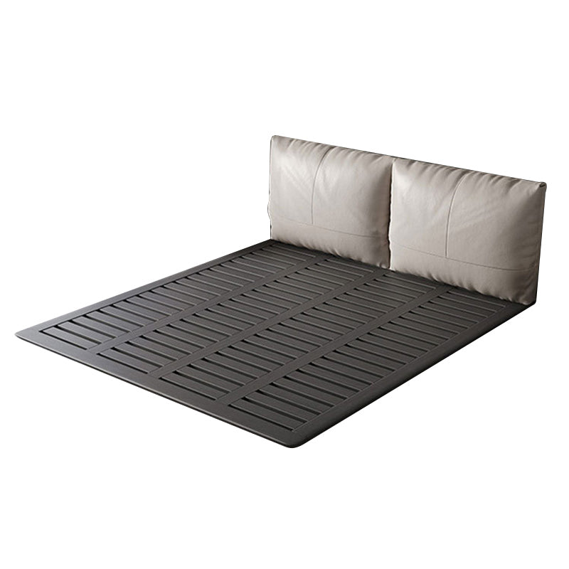 Modern Style Upholstered Headboard Free Leather White Suspension Bed