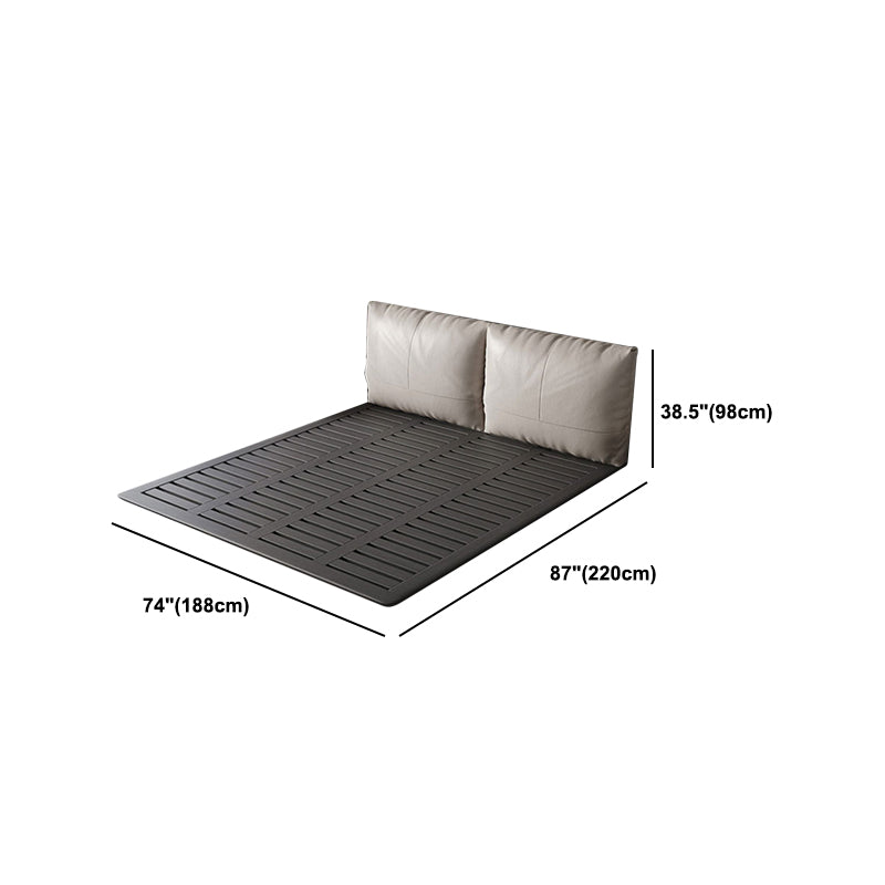 Modern Style Upholstered Headboard Free Leather White Suspension Bed