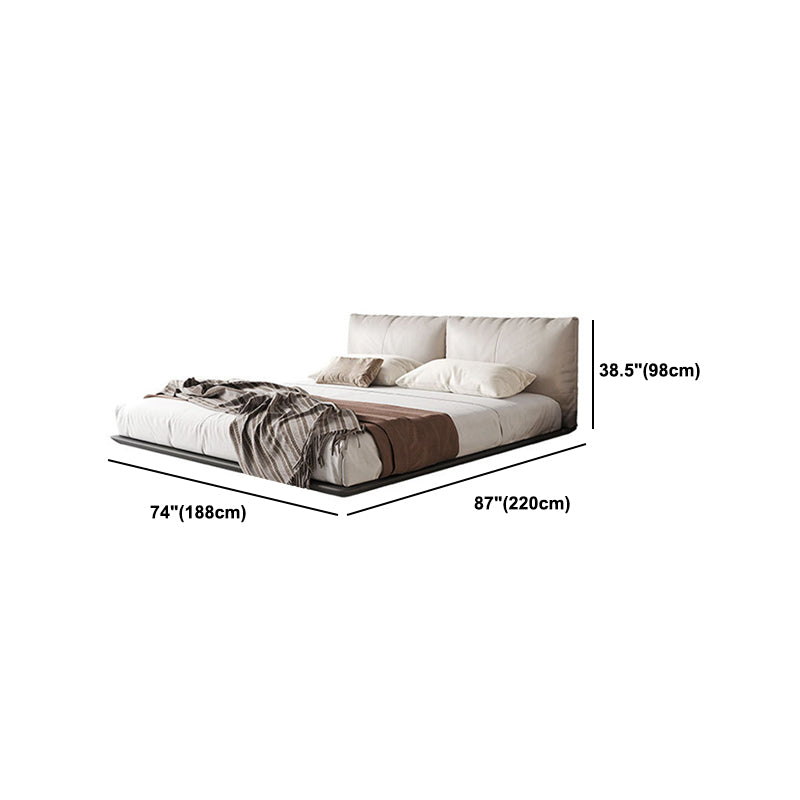 Modern Style Upholstered Headboard Free Leather White Suspension Bed